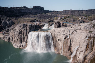 Shoshone falls in twin falls, idaho, usa. drone view.