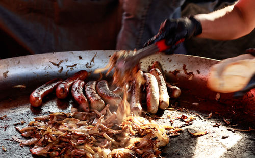 Close-up of person preparing food