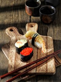 High angle view of food on table