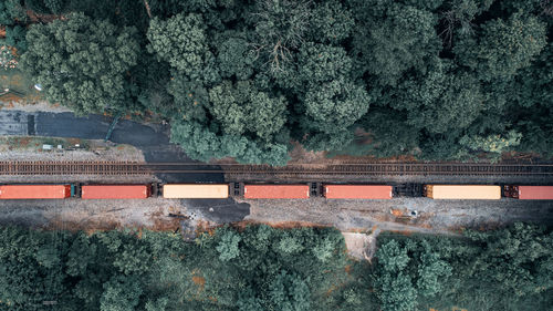 Bridge over river against trees and plants