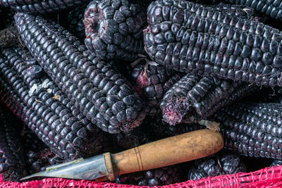 Full frame shot of corn for sale in market