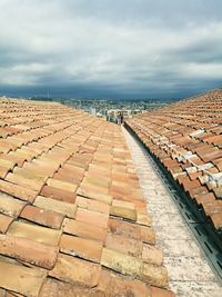 High angle view of sea against cloudy sky