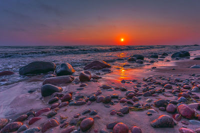 Scenic view of sea during sunset