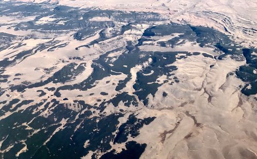 High angle view of snowcapped mountains