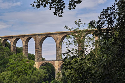 Low angle view of arch bridge against sky