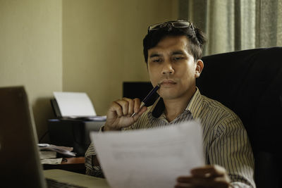 Businessman working at office