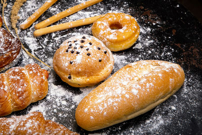 High angle view of bread in container