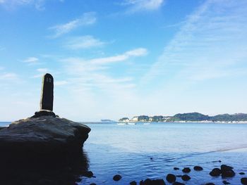 Scenic view of sea against cloudy sky