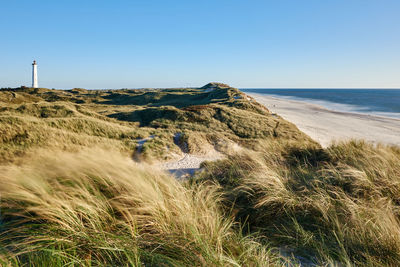 Scenic view of sea against clear sky