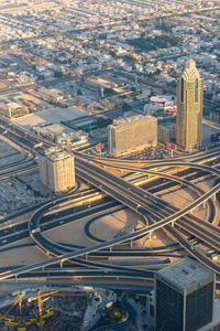 High angle view of buildings in city