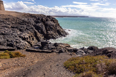 View at the coastline of el cotillo on canary island fuerteventura, spain