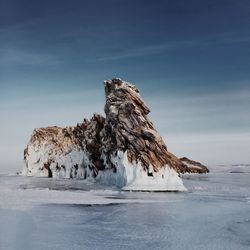 Close-up of iceberg on frozen sea