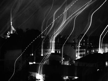 Panoramic view of bridge in city at night