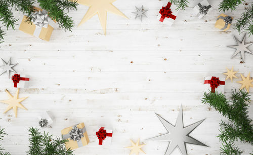 View of christmas tree on table