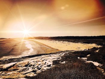 Scenic view of sunset over sea