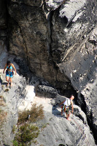 People on rock formation