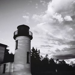 Low angle view of built structure against cloudy sky