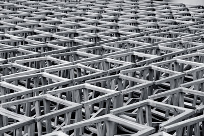 Full frame shot of chairs arranged outdoors