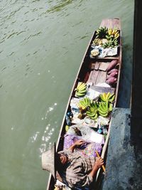 High angle view of garbage in water