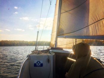 Boats sailing in sea