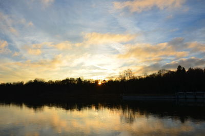 Scenic view of lake during sunset