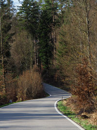 Road amidst trees in forest