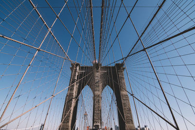 Low angle view of suspension bridge