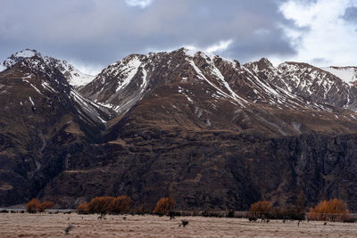 Scenic view along the mount cook road alongside with snow capped southern alps and majestic mt cook.