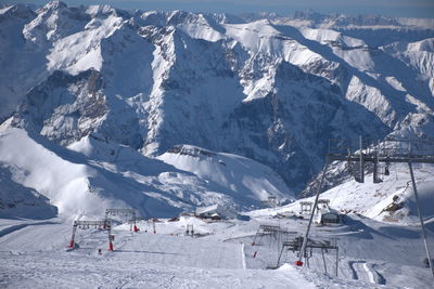 Scenic view of snowcapped mountains. snowing mountain. les deux alps in france.