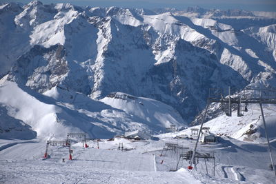 Scenic view of snowcapped mountains