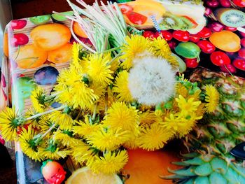 High angle view of multi colored flowering plant