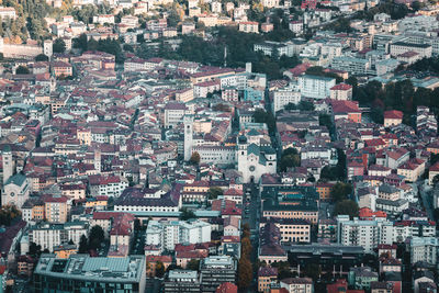 High angle view of buildings in city