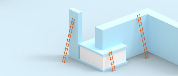 Low angle view of staircase against white background
