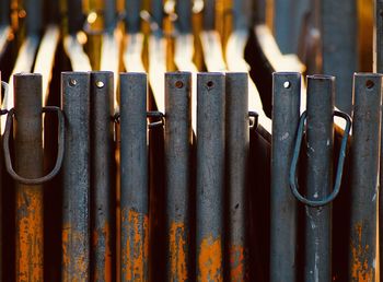 Close-up of metal rods