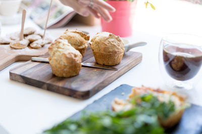 Close-up of breakfast on table