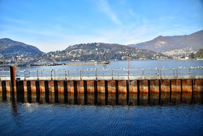 Scenic view of lake against blue sky