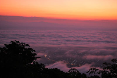 Scenic view of dramatic sky during sunset