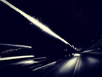 Light trails on road at night