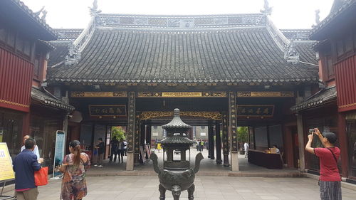 Group of people in temple building