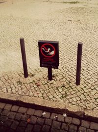 Close-up of information sign