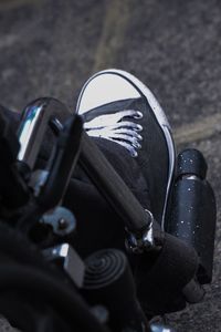 High angle view of bicycle in city