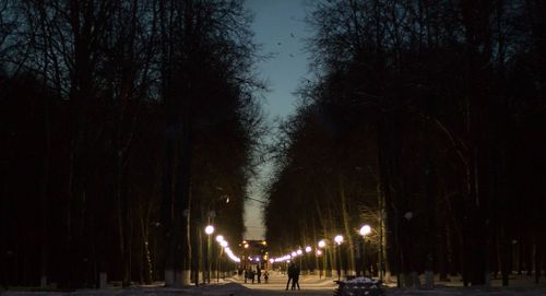 Illuminated street light at night