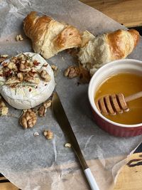 High angle view of food on table