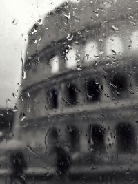 Full frame shot of wet window in rainy season