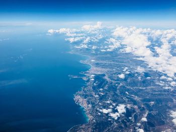 Aerial view of sea against sky