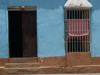 Closed door of building