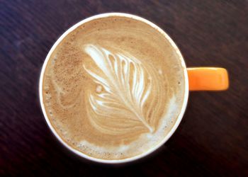 Close-up of cappuccino on table