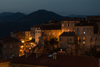 View of town at night