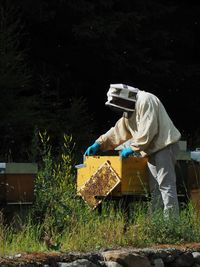 Man working on field