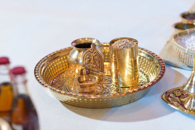 Close-up of electric lamp on table
